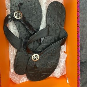 Tory Burch black logo sandals